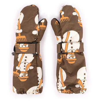 推荐Snowman print mittens in brown商品