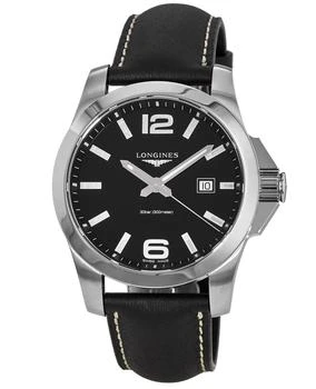Longines | Longines Conquest Quartz Black Dial Black Leather Men's Watch L3.760.4.56.3 8.7折