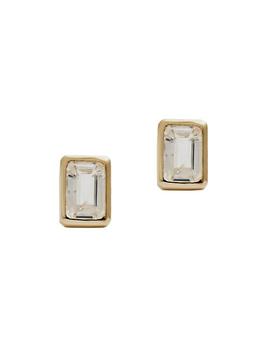 商品Loren Stewart | 14K Gold & White Topaz Emerald-Cut Stud Earrings,商家Saks Fifth Avenue,价格¥2627图片