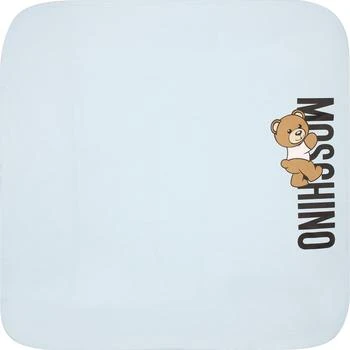 Moschino | Light Blue Blanket For Baby Boy With Teddy Bear And Logo 