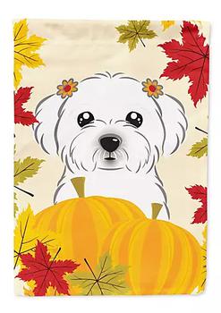 Caroline's Treasures | 11 x 15 1/2 in. Polyester Maltese Thanksgiving Garden Flag 2-Sided 2-Ply商品图片,