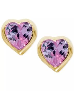 Macy's | Children's Purple Cubic Zirconia Heart Earrings in 14k Gold,商家Macy's,价格¥615