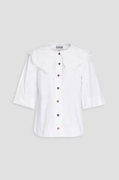 商品Ganni | Scalloped cotton-poplin shirt,商家THE OUTNET US,价格¥567图片