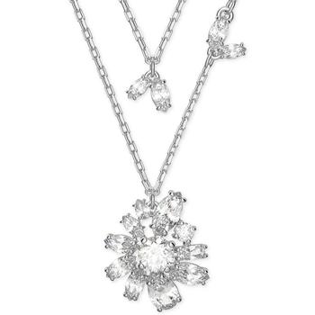 Swarovski | Silver-Tone Crystal Floral Layered Necklace, 14-1/8" + 2" extender商品图片,