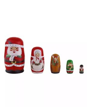 Mr. Christmas | Santa and North Pole Pals Nesting Wooden Christmas Figurines, Set of 5,商家Macy's,价格¥258