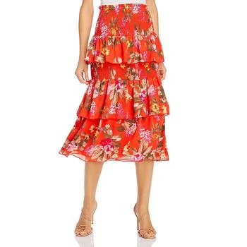 推荐WAYF Womens Smocked Tiered Midi Skirt商品