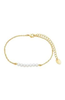 Sterling Forever | 14K Yellow Gold Plated Imitation Pearl Beaded Bracelet,商家Nordstrom Rack,价格¥135