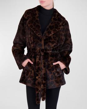 推荐Leopard-Print Belted Mink Fur Jacket商品