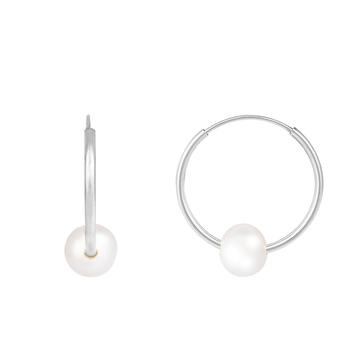 推荐5-6mm Pearl Hoop Earrings商品