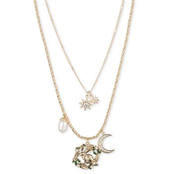 商品MARCHESA | Gold-Tone Crystal, Imitation & Freshwater Pearl Bunny Wreath Layered Pendant Necklace, 16" + 3" extender,商家Macy's,价格¥206图片