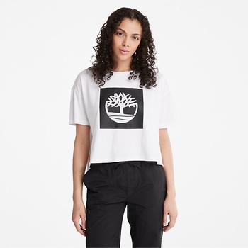 Timberland | Cropped Logo T-Shirt for Women in White商品图片,