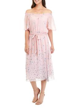 Sandra Darren, Sandra Darren | Women's Short Sleeve Off the Shoulder Printed Maxi Dress商品图片 2.5折