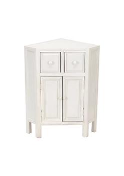 商品Wooden Corner Cabinet with 2 Drawers and 2 Doors, White图片