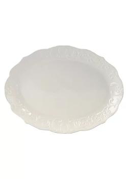 商品Gibson Home Royal Abbey Oval Embossed Durastone Platter in White图片