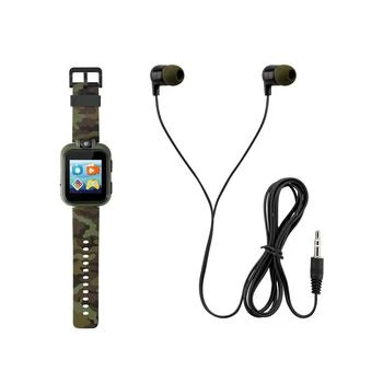 Playzoom | Kid's Dark Green Camo Prints Silicone Strap Touchscreen Smart Watch 42mm with Earbuds Gift Set,商家Macy's,价格¥225