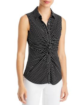 Tahari | Striped Twist Front Shirt商品图片,5折×额外7.5折, 额外七五折