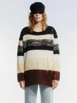 推荐Multi Stripe Knit Sweater - Beige商品