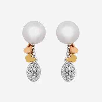推荐SALVINI 18K White, Yellow and Rose Gold, Pearl and Diamond Stud Earrings 20043909商品