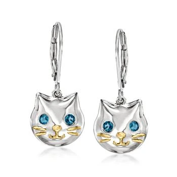 Ross-Simons | Ross-Simons London Blue Topaz Cat Drop Earrings in Sterling Silver With 18kt Gold Over Sterling,商家Premium Outlets,价格¥916