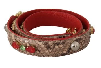 Dolce & Gabbana | Dolce & Gabbana Brown Python Leather Crystals Shoulder Strap,商家SEYMAYKA,价格¥3585