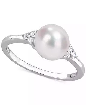 Macy's | Cultured Freshwater Pearl (7-1/2mm) & Cubic Zirconia Ring in Sterling Silver,商家Macy's,价格¥450