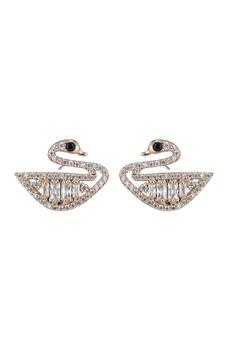 商品EYE CANDY LOS ANGELES | Audrey Swan CZ Crystal Glam Drop Earrings,商家Nordstrom Rack,价格¥151图片