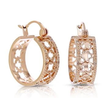 Vir Jewels | 1/20 cttw Diamond Hoop Earrings Pink Gold Plated over Brass Clover 1/2 Inch,商家Premium Outlets,价格¥251