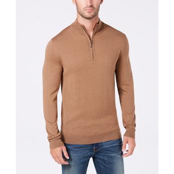 Club Room | Men's Quarter-Zip Merino Wool Blend Sweater, Created for Macy's商品图片 3.3折