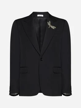 Alexander McQueen | Dragonfly-pin wool single-breasted blazer 