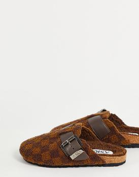 推荐ASRA Funky clog slippers in brown check商品