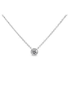 推荐10K White Gold 1/2 Carat Round Brilliant-Cut Diamond Modern Bezel-Set Solitaire 16"-18" Pendant Necklace (H-I Color, SI2-I1 Clarity)商品