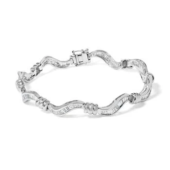 Haus of Brilliance | 14K White Gold 2.00 Cttw Baguette-Cut Spiral Link 7" Bracelet,商家Premium Outlets,价格¥29306