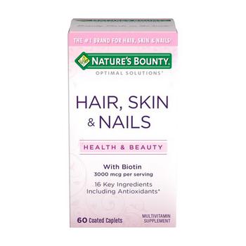 商品Natures Bounty Skin, Hair And Nails Multivitamin Caplets With Biotin, 60 Ea图片