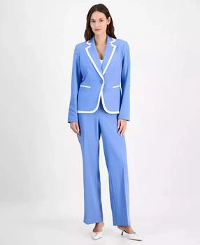 Le Suit | Contrast-Tipped Pant Suit Set Regular & Petite Sizes,商家Macy's,价格¥740