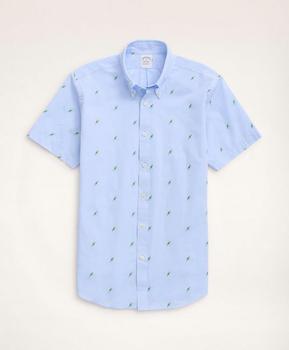 Brooks Brothers | Regent Regular-Fit Short-Sleeve Sport Shirt, Jacquard Bird Motif商品图片,5.5折