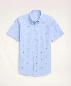 Brooks Brothers | Regent Regular-Fit Short-Sleeve Sport Shirt, Jacquard Bird Motif 5.5折