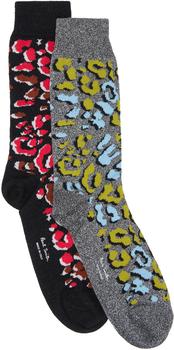Paul Smith | Two-Pack Black & Gray Leopard Socks商品图片,额外8.5折, 独家减免邮费, 额外八五折