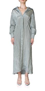 vince连衣裙, Vince | Long Sleeve Crinkled Satin Dress In Sea Stone商品图片 7折