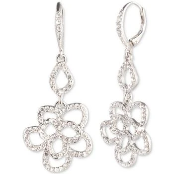 Givenchy | Silver-Tone Crystal Floral Double Drop Earrings,商家Macy's,价格¥335