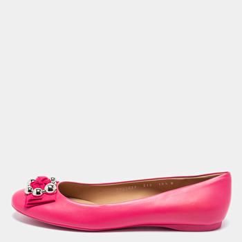 菲拉格慕芭蕾鞋, [二手商品] Salvatore Ferragamo | Salvatore Ferragamo Pink Leather Flair Ballet Flats Size 41商品图片 