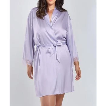 iCollection | Plus Size Kate Satin Robe with Eyelash Lace Trim,商家Macy's,价格¥703