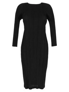 Issey Miyake | leats Please By Issey Miyake Crewneck Pleated Midi Dress 5.7折