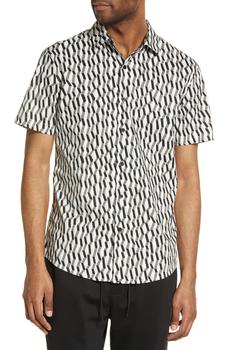推荐Men's Geo Print Stretch Short Sleeve Button-Up Shirt商品