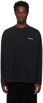 We11done | Black Embroidered Long Sleeve T-Shirt商品图片,5.1折