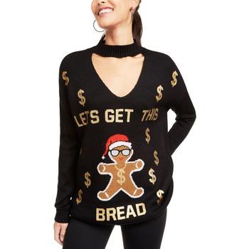 推荐Ultra Flirt Womens Juniors Let's Get This Bread Holiday Knit Pullover Sweater商品