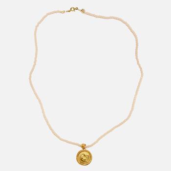 推荐Hermina Athens Women's Hercules Champagne Crystal Necklace - Gold商品