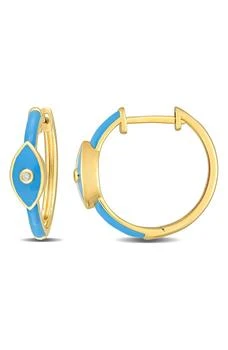 DELMAR | Gold Plated Created White Sapphire Evil Eye Hoop Earrings,商家Nordstrom Rack,价格¥544