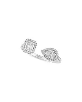 Messika | 18K White Gold My Twin Diamond Pear & Emerald Cut Toi & Mois Halo Cuff Ring,商家Bloomingdale's,价格¥28102