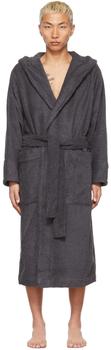 商品Tekla | Grey Organic Cotton Hooded Bathrobe,商家SSENSE,价格¥679图片