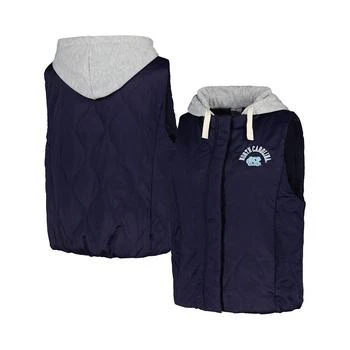 Gameday Couture | Women's Navy North Carolina Tar Heels Headliner Full-Snap Hooded Puffer Vest,商家Macy's,价格¥480